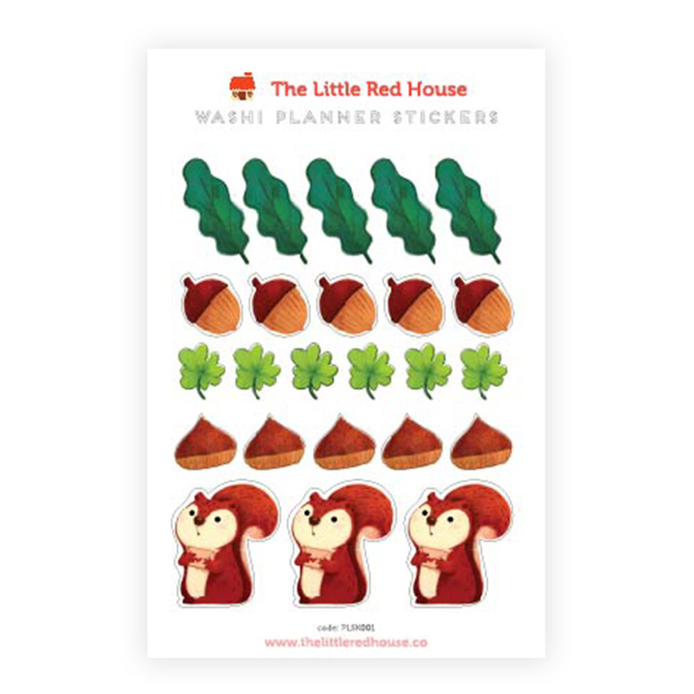 Squirrel acorn washi stickers — The Little Red House
